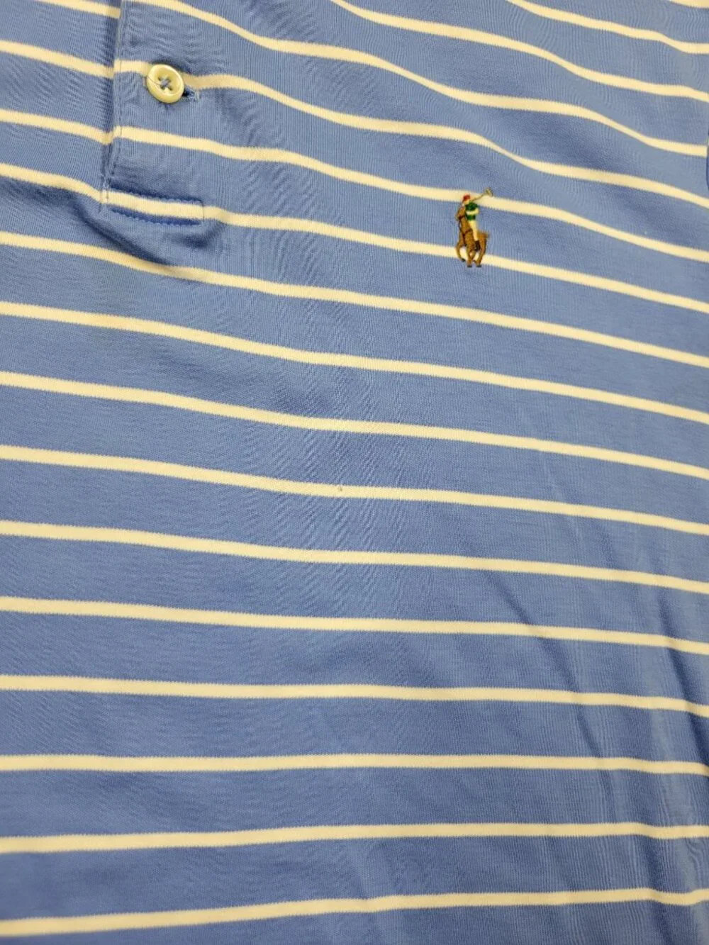 Polo Ralph Lauren Mens polo shirt  size medium blue and white good condition
